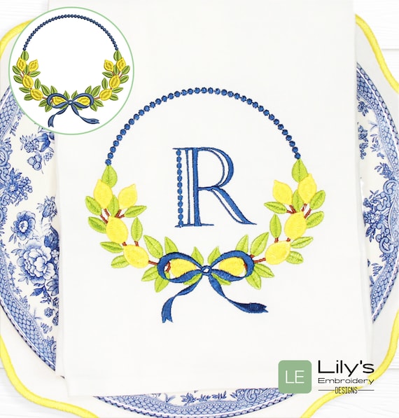Lemon Wreath Machine Embroidery Designs - Lemon Machine Embroidery Design 5 Sizes