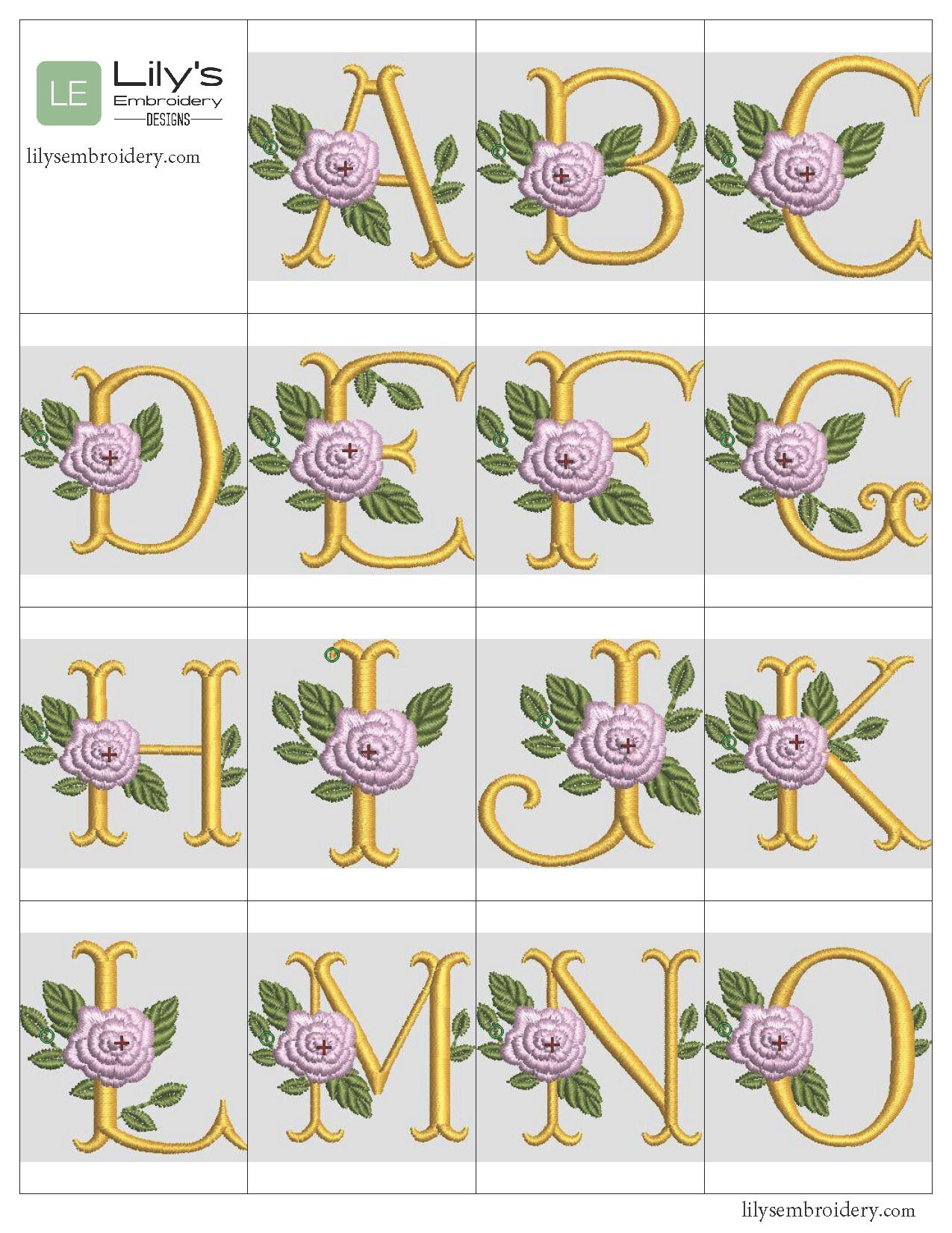 Elegant Roses Alphabet Font Machine Embroidery Designs | Embroidery ...
