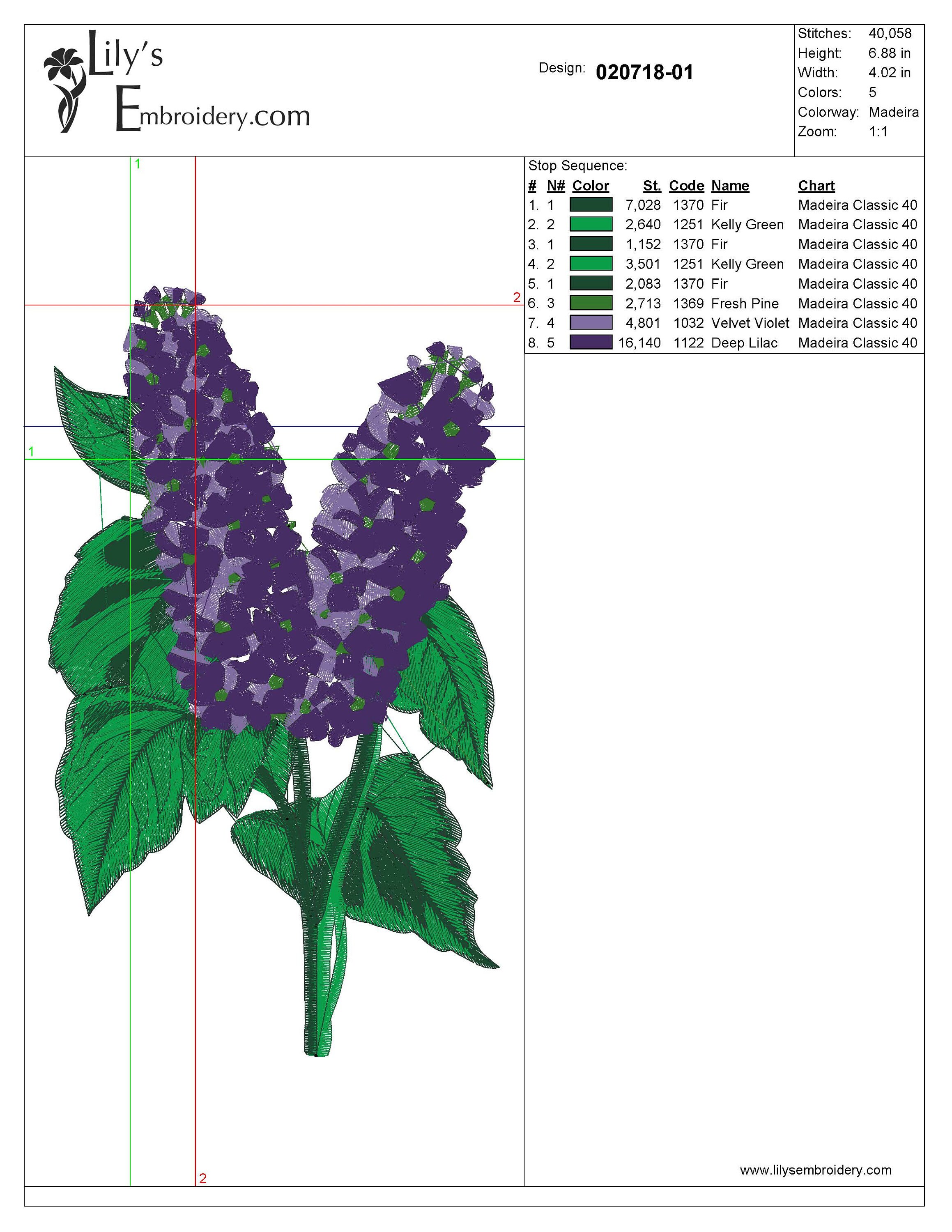 Machine Embroidery Design - Lilac Machine Embroidery Design 3 Sizes - Etsy