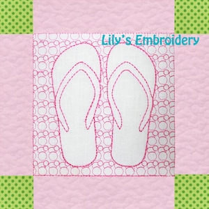 Machine Embroidery Design | Flip Flops  Quilting Block  Embroidery Design 4 Sizes