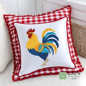 Rooster Machine Embroidery Design | Rustic Rooster - 5 Sizes