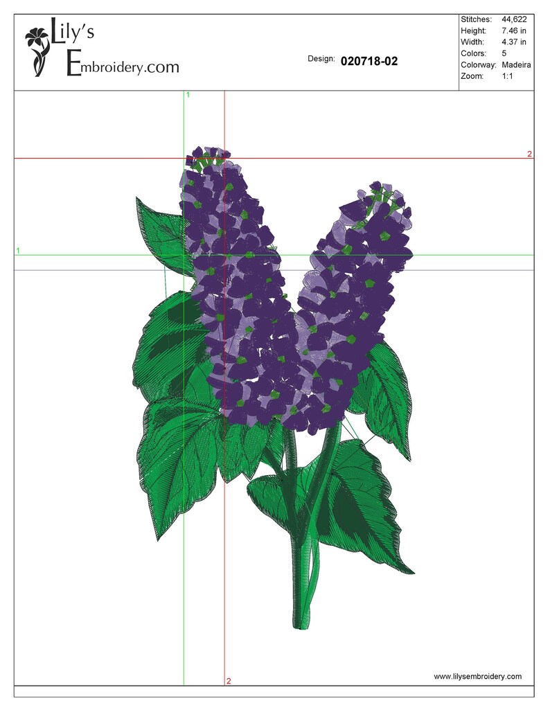 Machine Embroidery Design - Lilac Machine Embroidery Design 3 Sizes - Etsy
