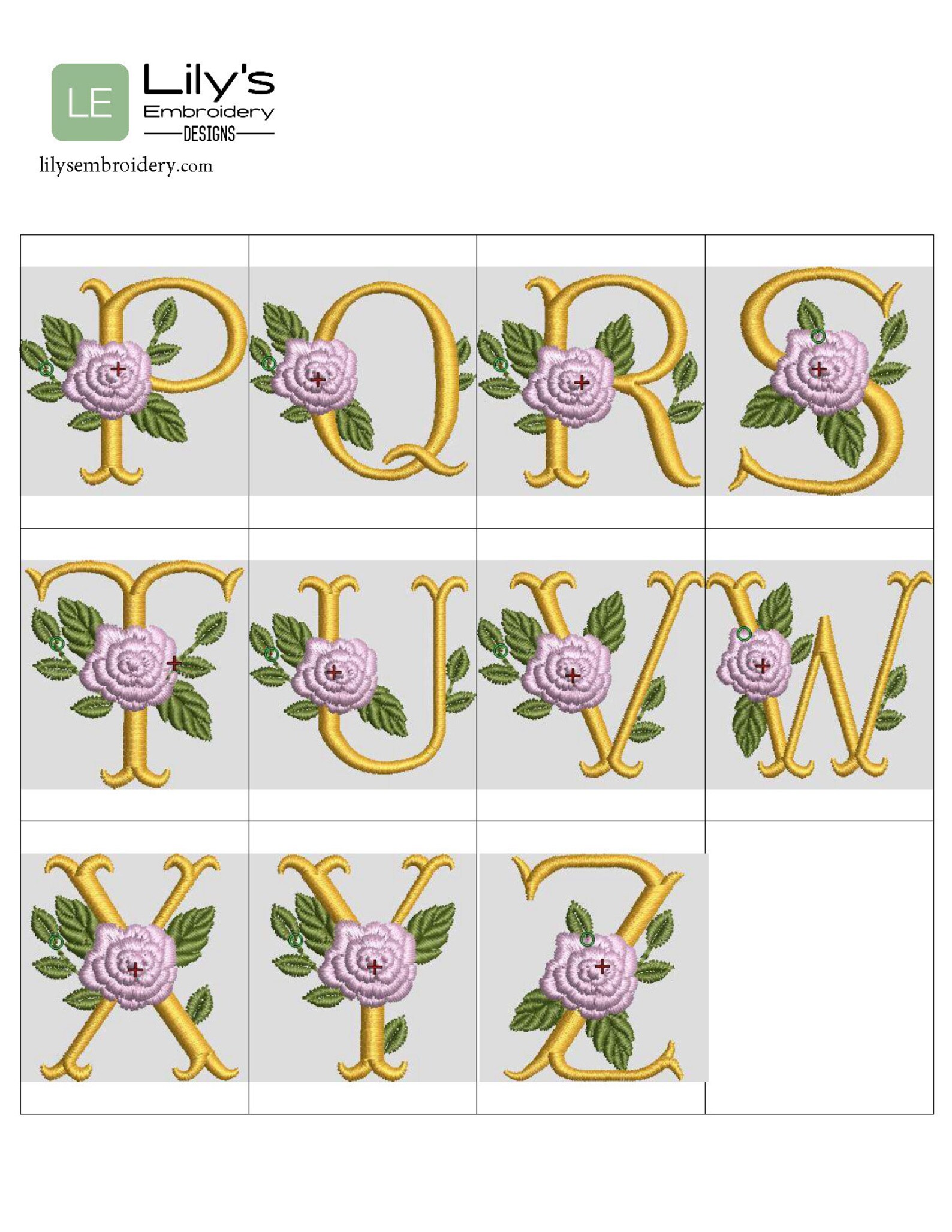 Elegant Roses Alphabet Font Machine Embroidery Designs | Embroidery ...