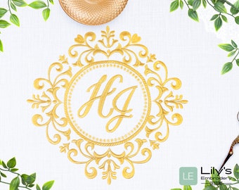 Monogram Frame Machine embroidery Designs 4 tamaños / Wedding Monogram Frame