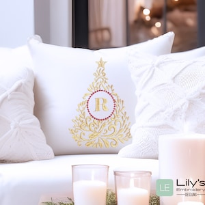 LARGE - Swirly Christmas Tree Embroidery Design for Monogramming - 2 sizes