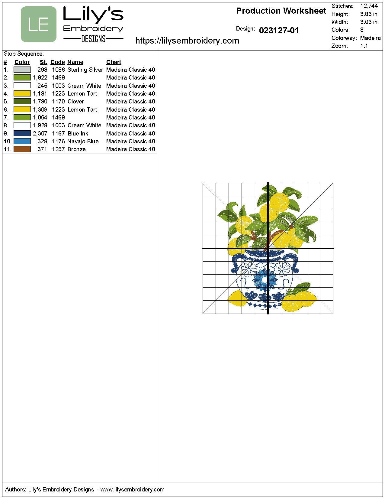 Lemon Tree Machine Embroidery Design File 4 Sizes | Lemon Machine ...