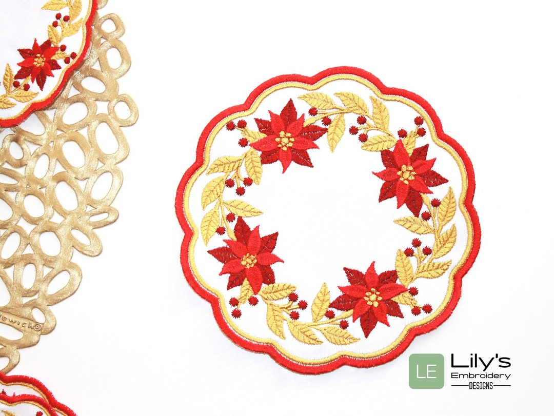 In the Hoop Christmas Coaster Machine Embroidery Designs 3 Sizes - Etsy
