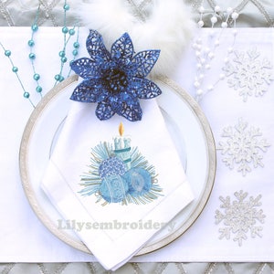 Machine Embroidery Design _ Blue Christmas  Machine Embroidery Design in 2 Sizes
