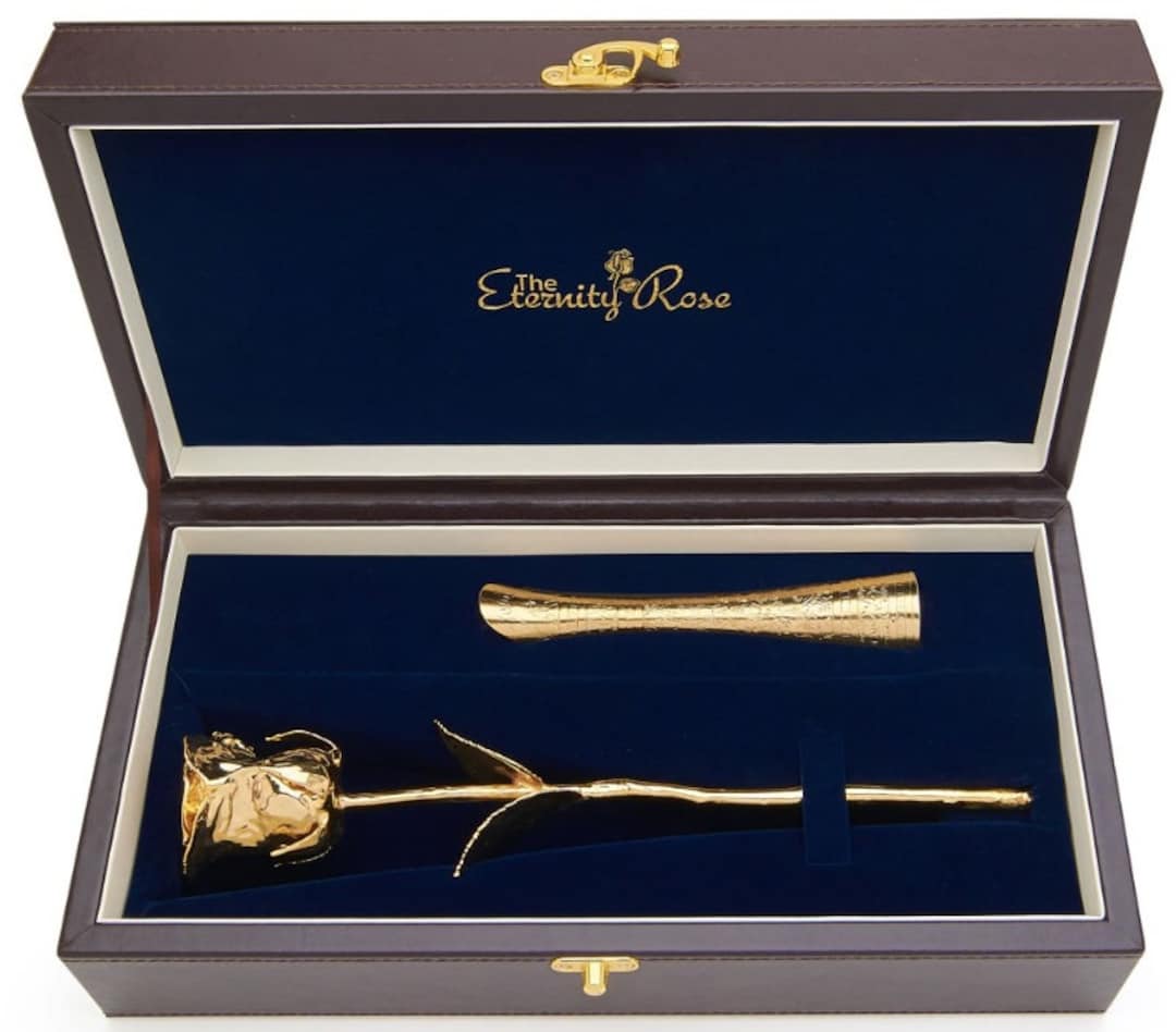 24K Golddipped Natural Rose and Vase Set. FREE INTERNATIONAL Etsy