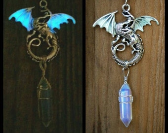 Glow Dragon Necklace, Glowing Crystal, Glow in the Dark Jewelry, Men's or  Women's, Sci Fi Jewelry, Unique Geek Gift for Dragon Lover