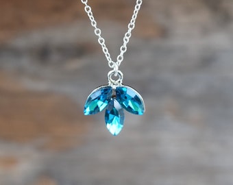 Elsa Cosplay Necklace, Turquoise Blue Marquise Rhinestone Frozen Icicle Necklace, Gift 2 Little Girl, Ice Queen Costume, Bridesmaid Jewelry