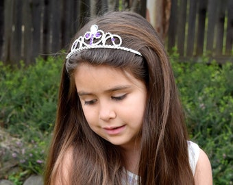 Sofia Tiara, Princess Sofia Costume, Purple Clear Crystal Tiara, The First Gift for Sophia Fan, Flower Girl Tiara, Prom Crown, Sofia Cosplay