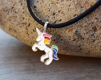 Unicorn Choker Necklace, Unicorn Gift for Little Girl, Rainbow Unicorn, Choker for Kids, Pre Teen or Adult, Enamel Unicorn Jewelry