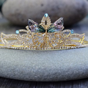 Butterfly Tiara, Gold Butterfly Crown Headband, Gift for Best Friend, Bride, Flower Girl Headband, Baroque Butterfly, Fairy Costume Tiara