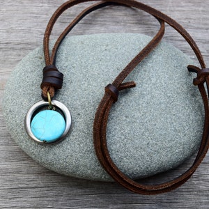 Men's Leather Cord Bracelet with Magnetic Closure (Turquoise) – LINK UP