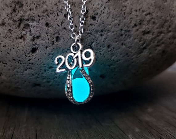 Graduation Gift 2023 Necklace, Glow in the Dark Tear Drop, Class of 2024, Mermaid Tear, Dragon Egg, Glowing Necklace, Birthday Year Necklace