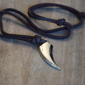 Fang Necklace, Men&#39;s Leather Claw Necklace, Adjustable, Wolf Tooth Necklace, Leather Talon Necklace, Unisex, Dragon Claw Necklace, Daenerys