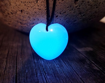 Zombies Willa Werewolf Glowing Heart Necklace, Gift for Zombies Fan, Blue or Aqua Green Glow, White Heart "Moonstone" Willa Costume Cosplay