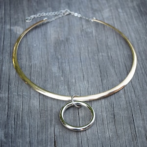 Addison Alien Circle Necklace, Addison Zombies Costume Cosplay, Heavy Duty Collar Choker Necklace with O Ring, Gold and Silver