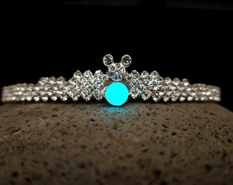 Glow Mickey Tiara, Dainty Glow in the Dark Hidden Mickey Headband, Disney Bounding Crown, Rhinestone Mouse Ears Headband, Disney Wedding