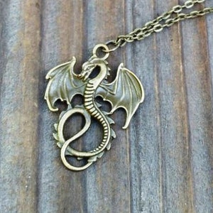 Mal's Gold Dragon Necklace, Descendants Inspired Dragon Necklace, Maleficent Necklace, Mal Costume Jewelry, Dragon Jewelry, Gold or Bronze