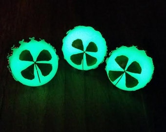 Glowing Four Leaf Clover Ring, Glow in the Dark Saint Patrick's Day Ring, Adjustable St Paddy's Irish Ring, Green 4 Leaf Clover Jewellery