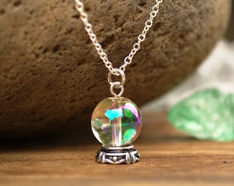 Haunted Mansion Crystal Ball Necklace, Madame Leota's Haunted House Necklace, Fortune Teller Costume, Mini Small Crystal Ball Necklace