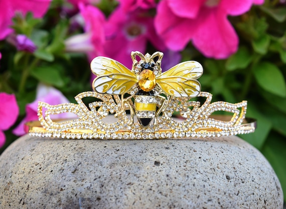 タグ付き！Queen Bee ジェリーキャット クイーンビー ハチ 王冠付き Queen Bee Crown, Gold Rhinestone Bumblebee Headband, Yellow Honey