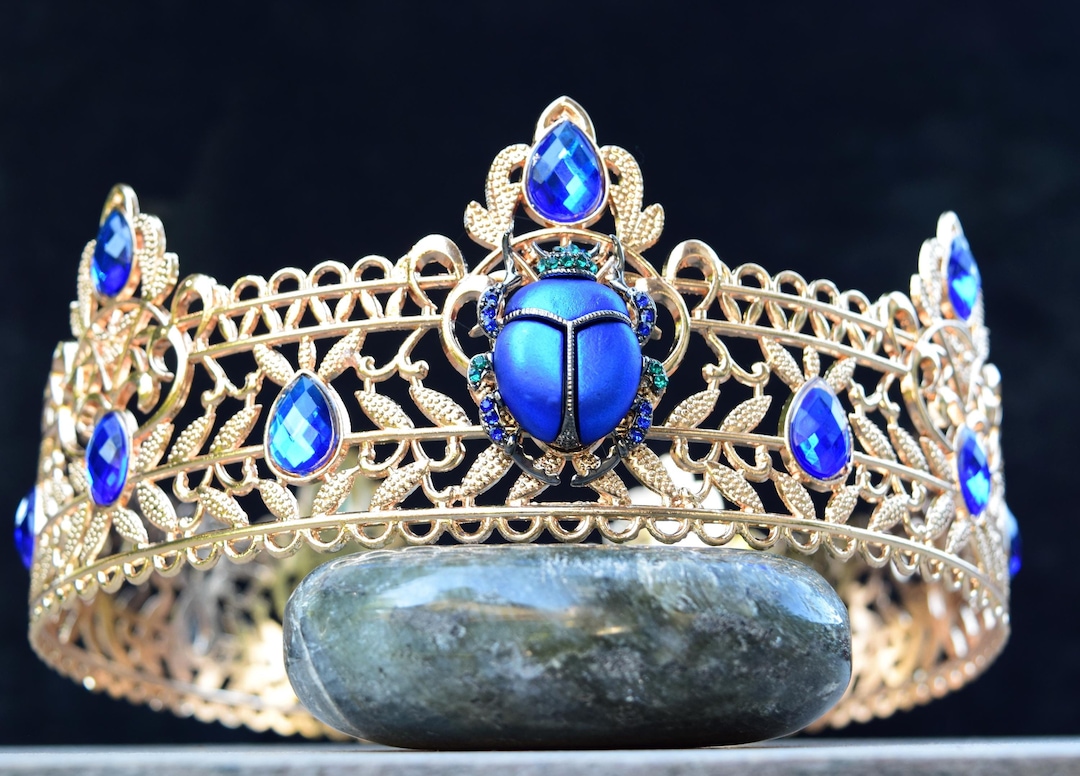 Khepri Scarab Crown, Metal Gold & Blue Egyptian Kings Crown, Boys or Womens  Scarab Beetle Full Crown, Pharaoh Costume, Cave of Wonders Crown - Etsy