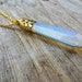 Opalite Moonstone Crystal Necklace, Rainbow Chakra Crystal, Gold or Silver Crystal Necklace, Long, Layering, Short, Hexagonal Point Wand