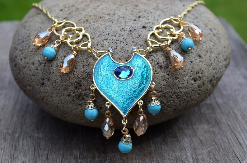 Jasmine Aladdin Necklace 2019 Movie Reproduction Blue Teal Etsy