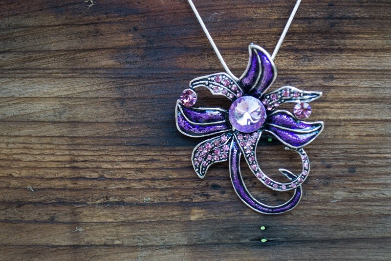 SALE Purple Statement Flower Necklace, Rapunzel Fairy Tale Necklace ...