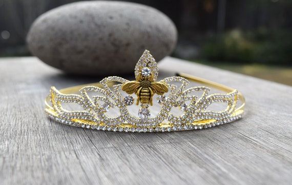 Queen Bee Tiara Gold Bumblebee Crown Headband Gift for
