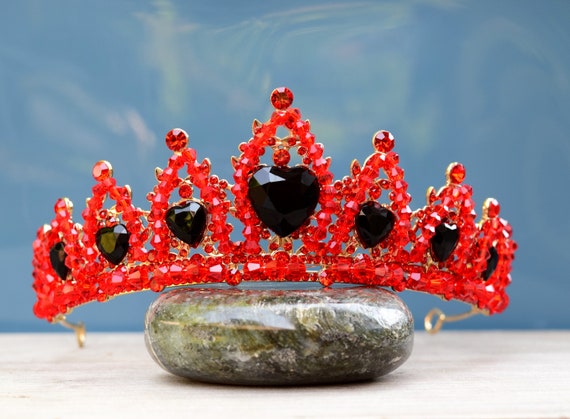 Red leather tiara red headpiece red tiara headband Amazon.com : SuPoo Tiaras for Women Red Crown Queen Birthday  main image 3