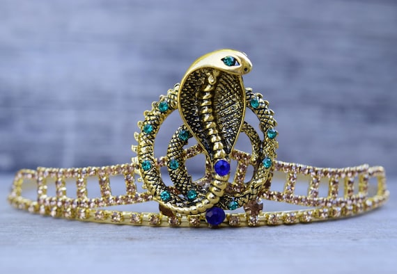 HICARER Ägyptisches Kostüm-Set – Kopfschmuck & 2 Metall-Schlangen-Armbänder In Gold, Für Damen, 3-teilig