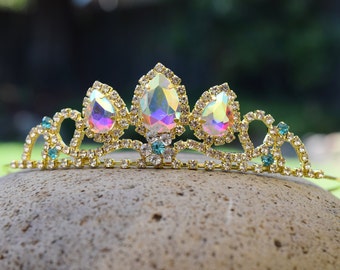Mini Rapunzel Tiara, Small Gold Princess Costume Crown, Gift for Little Girl Tangled Fan, Toddler Rapunzel Costume, Dainty Crown for Toddler
