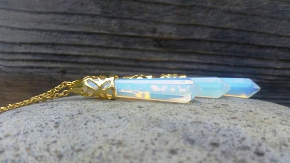 Opalite Moonstone Crystal Necklace Rainbow Chakra Crystal - Etsy