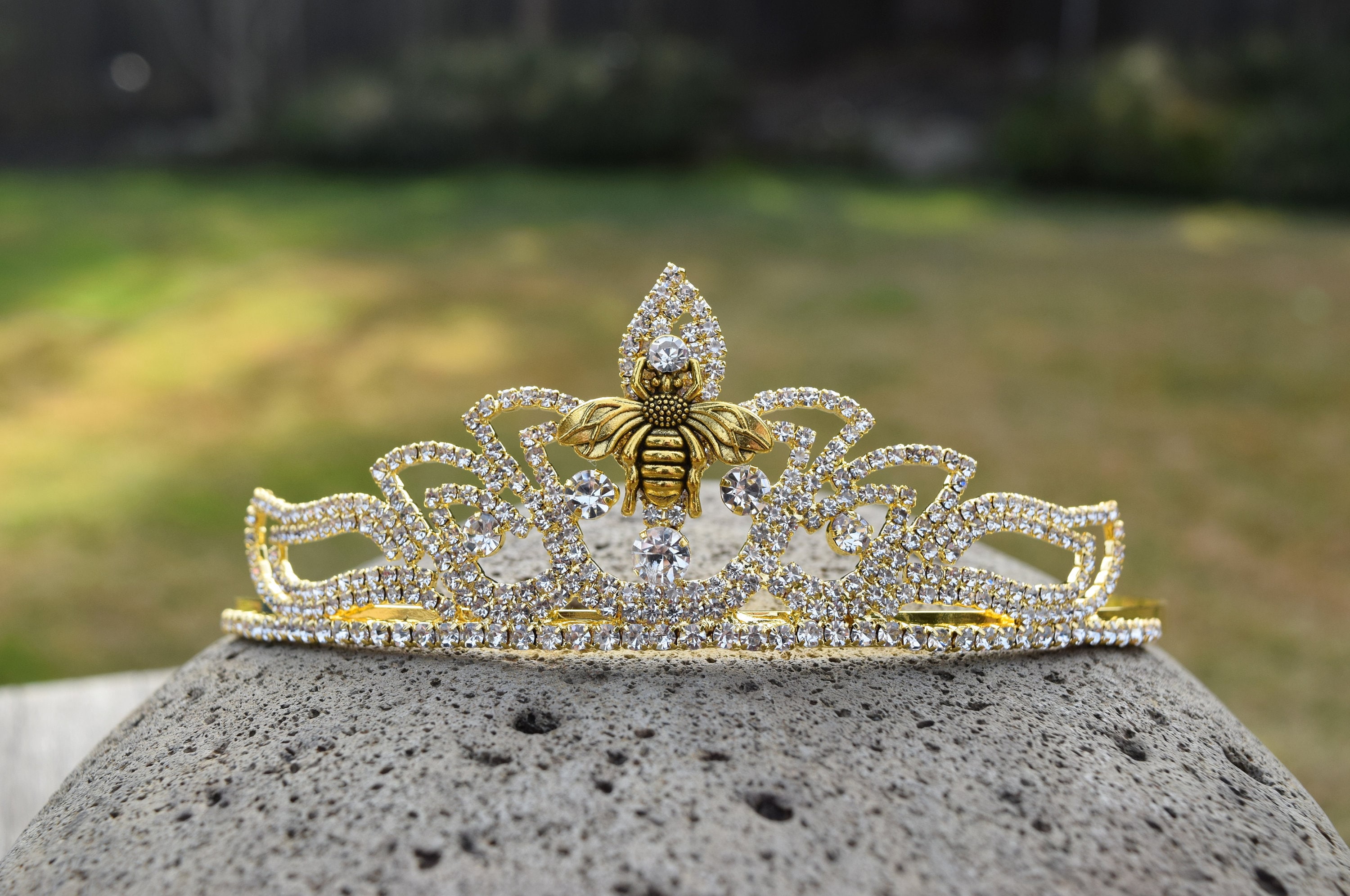 The Queen Bee Tiara, Gold Bumblebee Crown Headband, Gift
