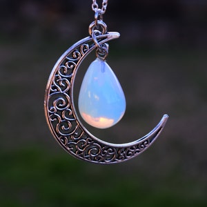 Moon Drops Crescent Moon With Teardrop Opalite Crystal - Etsy