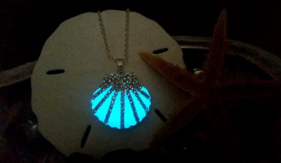  Ariel Seashell Necklace, Glow in the Dark Necklace