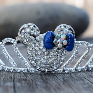 Minnie Tiara, Disney Bounding Crown, Mouse Ears Rhinestone Headband, Disneyland World Wedding, Formal, Minnie Bow Headband, Minnie Fan Gift