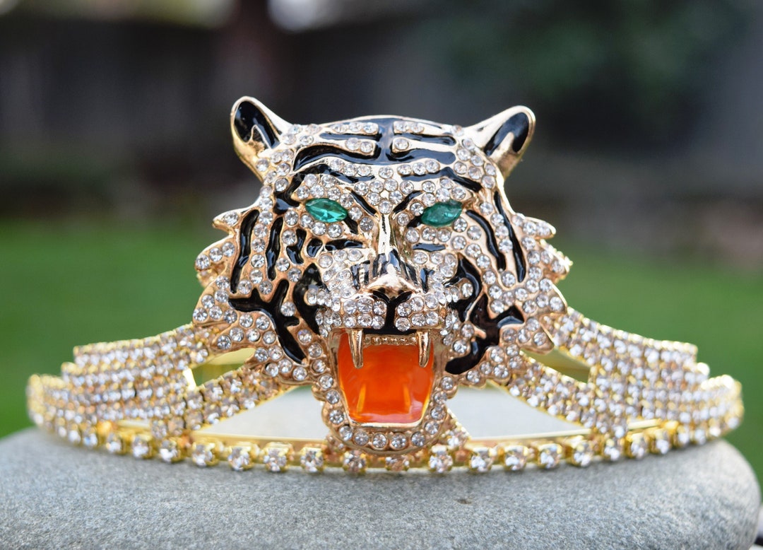 Tiger Tiara, Queen of the Jungle Crown, Tiger Fan Gift, Gold Tiara
