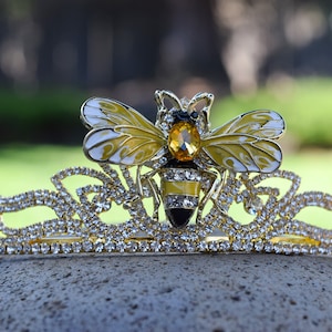 Queen Bee Crown, Gold Rhinestone Bumblebee Headband, Yellow Honey Bee ...
