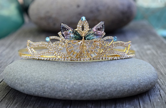 Butterfly Tiara, Gold Butterfly Crown Headband, Gift for  display picture 3