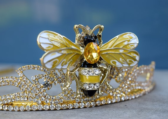 タグ付き！Queen Bee ジェリーキャット クイーンビー ハチ 王冠付き Queen Bee Crown, Gold Rhinestone Bumblebee Headband, Yellow Honey