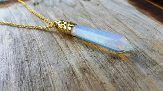 Opalescent Crystal Necklace Unisex Crystal Mens Shining - Etsy