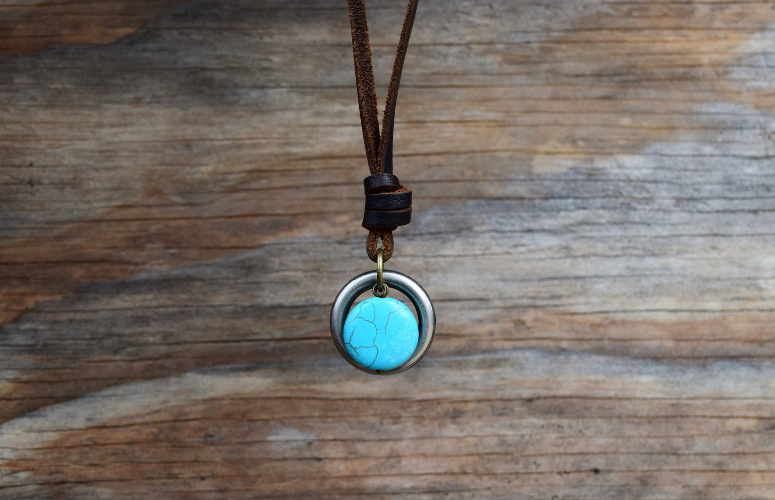 Leather Necklace W/ Howlite Stone FINAL SALE