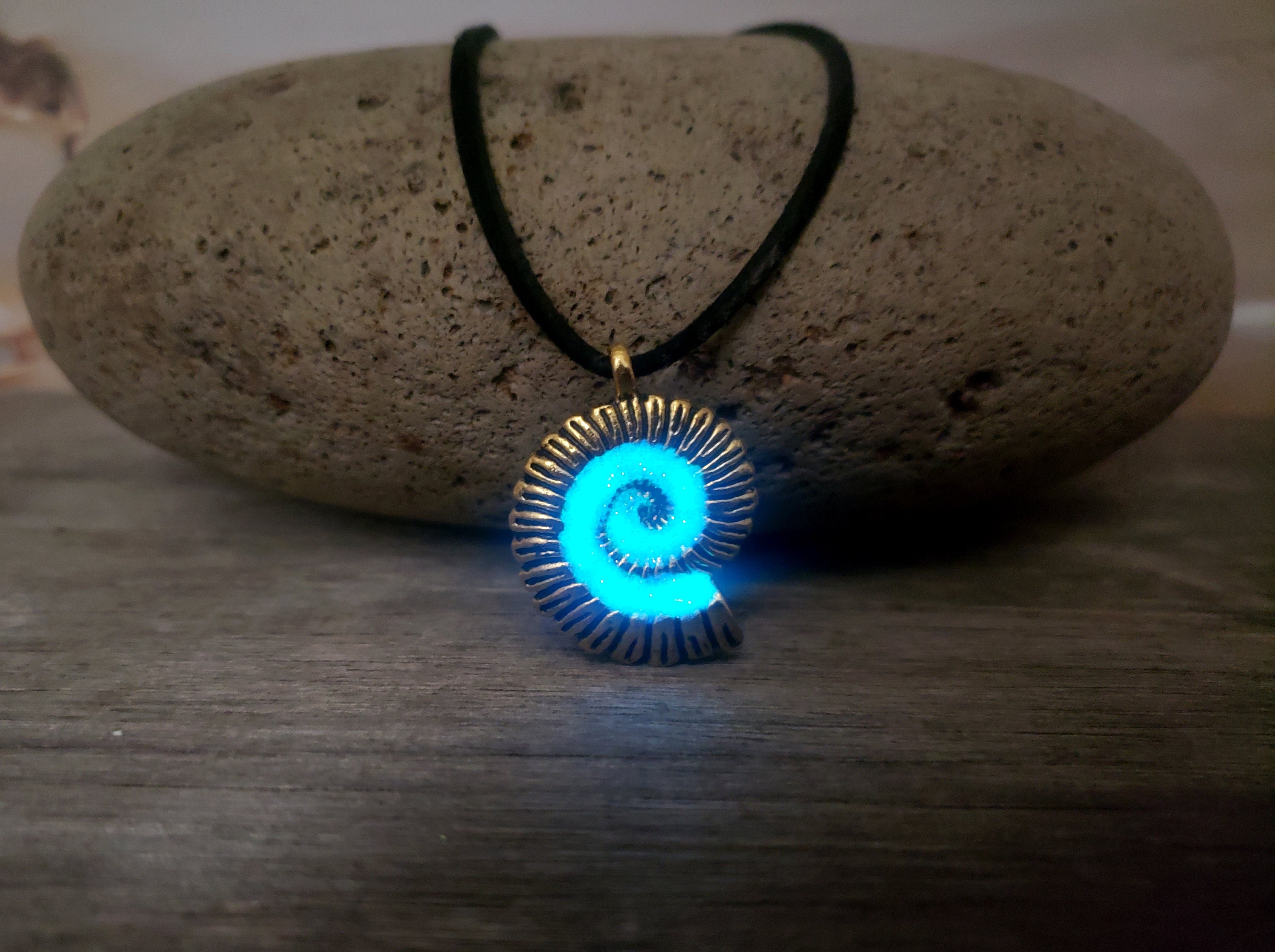 Antique Gold Uma Necklace, Glow in the Dark Nautilus Sea Shell, Ursula ...
