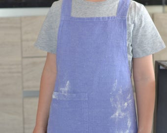 Linen pinafore apron for kids / Japanese apron/  Criss cross apron / Arts and crafts apron / Unisex apron / Sustainable wear / Kids wear