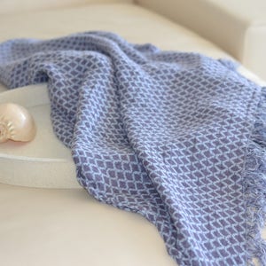 Lovely Violet and Baby Blue Linen Blanket. Double sided. As shawl or home decor detail. Available in 3 sized. Matching mommy-daughter style image 1